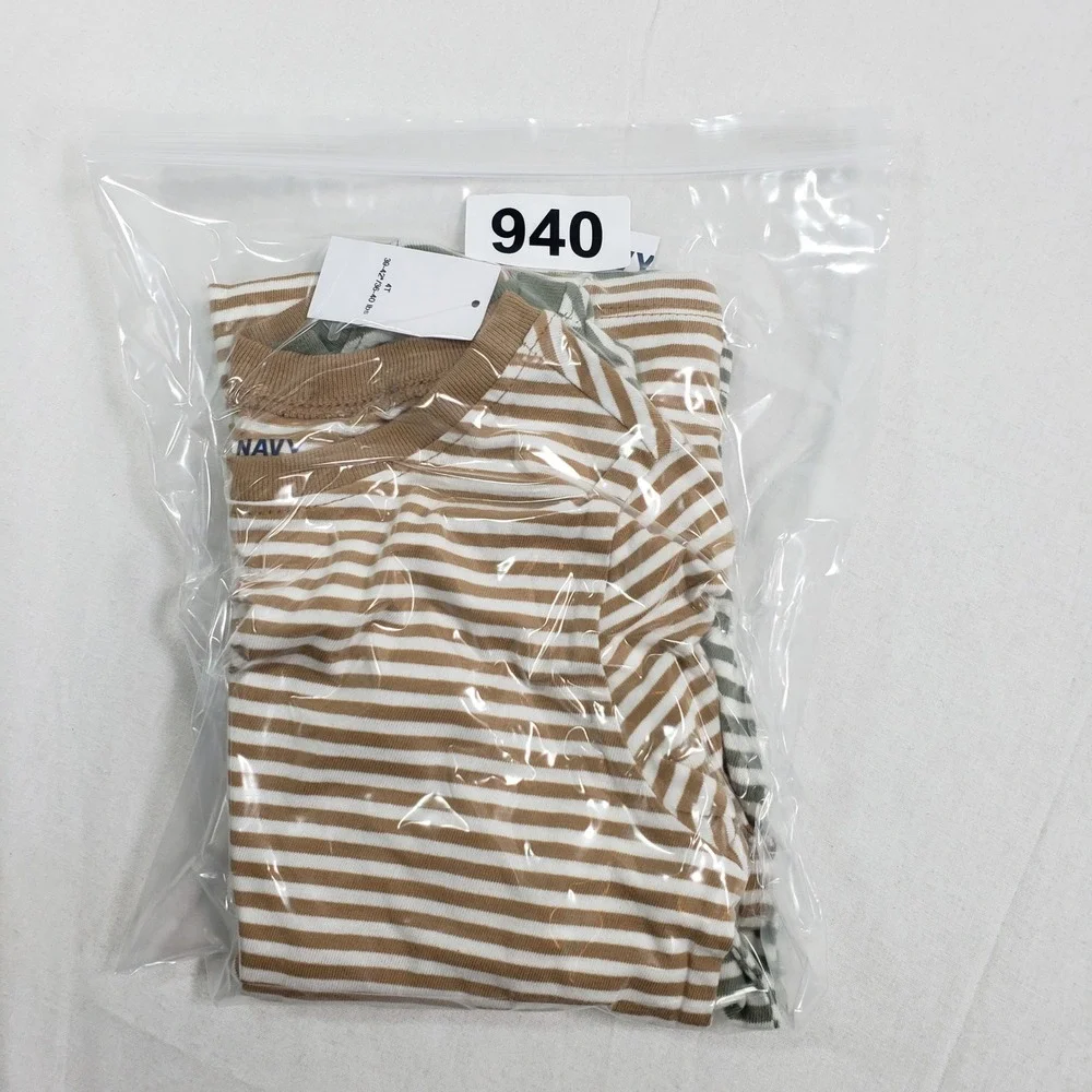 Old Navy Unisex Striped Long Sleeve T-Shirt Set 4T Green Brown